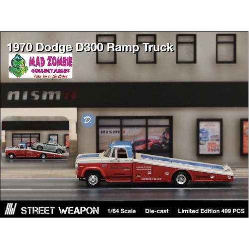 Street Weapon 1/64 Scale - L1970 Dodge D300 Ramp Truck (Limited to 499 Pcs Each World Wide)
