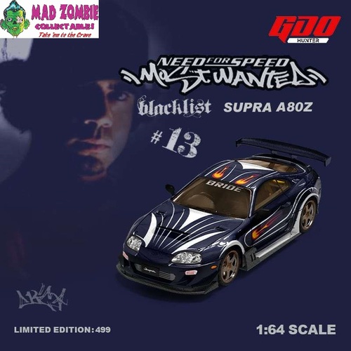 GDO 1/64 Scale - Supra A80 NFS Vic Blue (Limited to 499 Pieces World Wide)