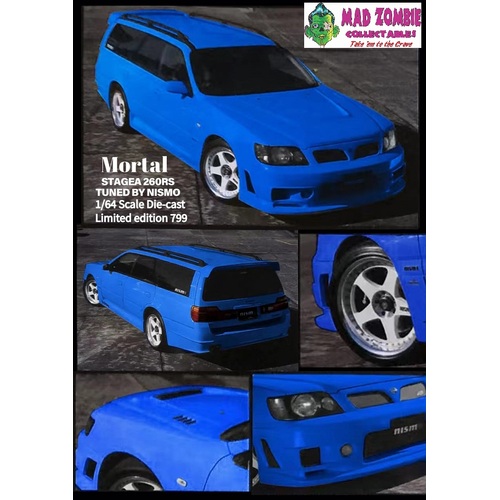Mortal 1/64 Scale - Stagea WC34 Wagon, Concept Nismo 260RS Modified Blue (Limited to 799 Pieces World Wide)