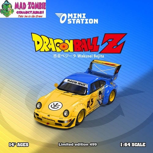 Mini Station 1/64 Scale - Porsche Dragon Ball Z - Yellow Blue - (Limited to 499 Pieces World Wide)
