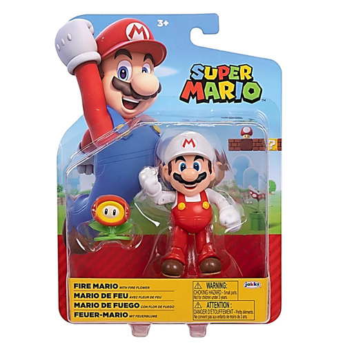 Nintendo Super Mario 4" Action Figure Wave 32 - Fire Mario with Fire Flower