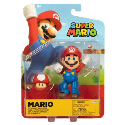 Nintendo Super Mario 4" Action Figure Wave 34 - Mario with Super Mushroom
