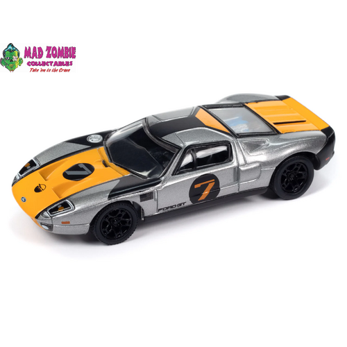 Johnny Lightning 1/64  - Classic Gold 2023 Release 2 Set A - 2005 Ford GT (Gunmetal w/Orange & Flat Black)