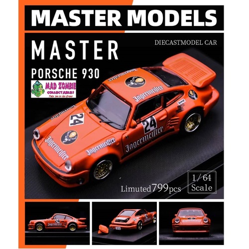 Master 1/64 Scale - Porsche Black Bird 911 930 Turbo Openable Tailhood Visible Engine. Jagermeister (Limited to 799 Pieces World Wide)