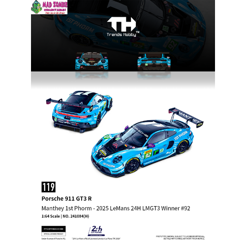 Trend Hobby - Porsche 911 GT3 R LeMans 24H 2025 #92 - (PRE-ORDER)