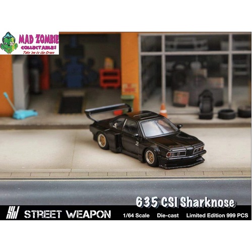 Street Weapon 1/64 Scale - BMW E24 635 CSI Sharknose Wide Body Modified Black - Limited to 999 World Wide