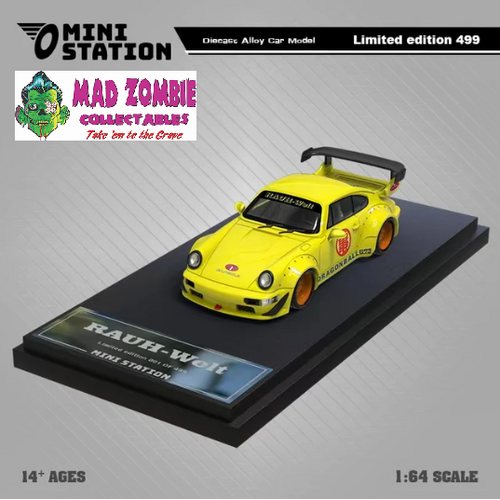 Mini Station  x Time Micro TM 1/64 Diecast Model - Yellow Dragon Ball RWB964 GT Wing
