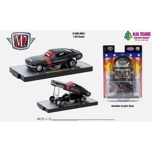 M2 Machines 1/64 Scale -  Hobby Exclusive - 1969 Ford Mustang NHRA Funny Car – Pearl Black 