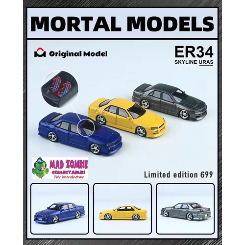Mortal 1/64 Scale - Nissan Skyline ER34 Yellow/Grey/Blue