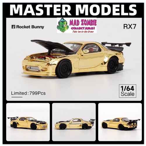 Master 1/64 Scale - Rocket Bunny Mazda RX7 FD3S Chrome Gold (Limited to 799 Pieces World Wide)