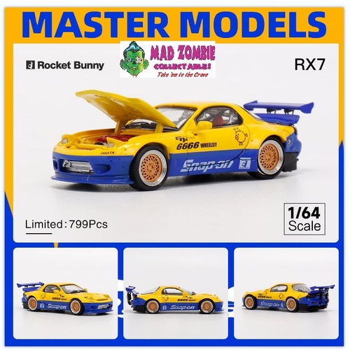 Master 1/64 Scale - Rocket Bunny Mazda RX7 FD3S Blue/Yellow (Limited to 799 Pieces World Wide)