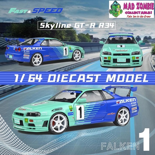 Fast and Speed  1/64 Scale - Nissan Skyline GTR R34 Falken #1 Livery