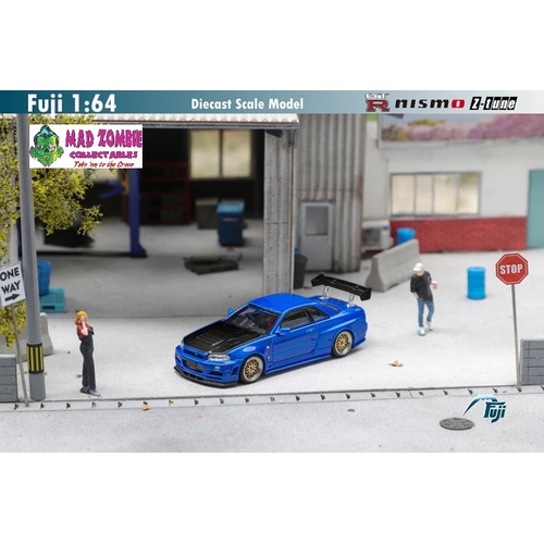 Fuji 1/64 Scale - Skyline GT-R R34 Z-Tune Blue with Carbon Hood (PRE-ORDER)