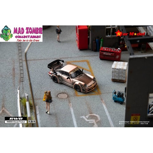 Star Model 1/64 Scale - RWB964 GT Wing Rauh-Welt Modified - Raw Copper