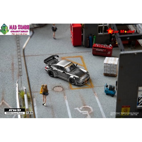 Star Model 1/64 Scale - RWB964 GT Wing, Rauh-Welt Modified. Raw Titanium 