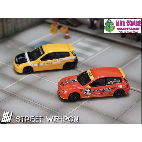 Street Weapon 1/64 Scale - Honda Civic EG6 Yellow or Orange Zero Fighter