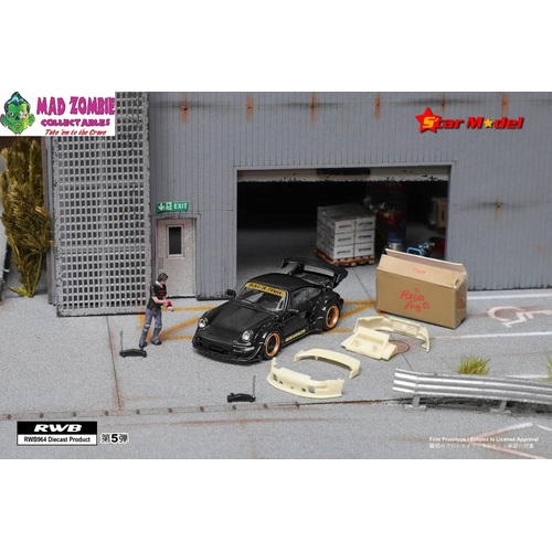 Star Model 1/64 Scale - RWB 964 GT Wing, Rauh-Welt Modified. Rokweiler Black