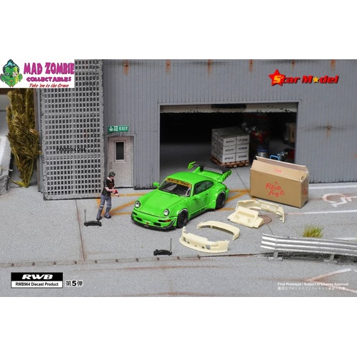 Star Model 1/64 Scale - RWB 964 GT Wing, Rauh-Welt Modified. Pandora One Green