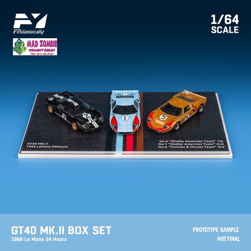 Findclassicaly - Ford GT40 MK.II 1966 LeMans 24hr Car Set. Car Set: Black#2+Blue#1+Gold #5 - PRE-ORDER