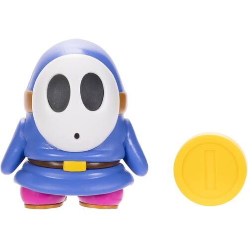Nintendo Super Mario 4" Action Figure Wave 38 - Blue Shy Guy with Coin