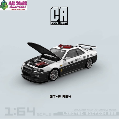 Cool Art - Skyline GT-R R34, Nismo Z-Tune Openable Engine-Hood & Rear Cover, Visible Engine Japan Police (Limited to 999 Pieces World Wide)