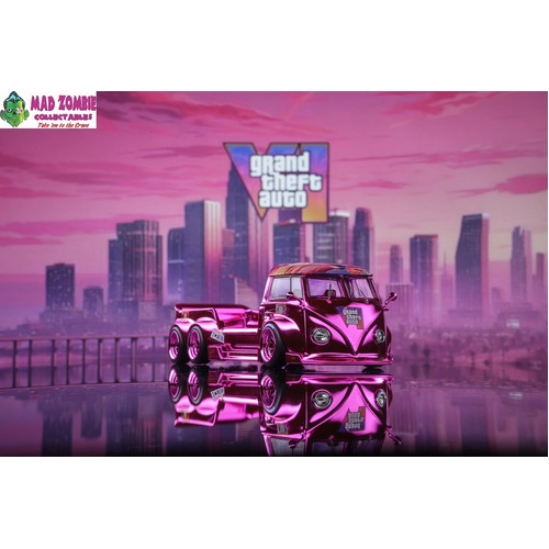 Liberty 64 1/64 - VW T1 Tow Trailer Chrome Powder - Pink (PRE-ORDER)