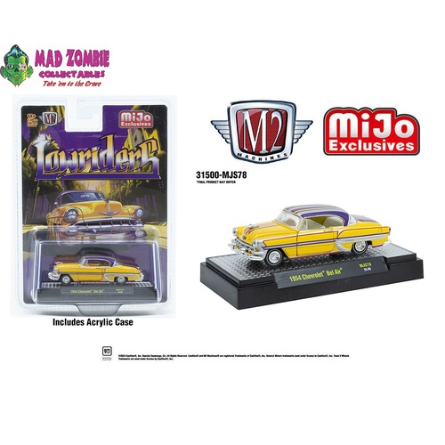 M2 Machines 1/64 Scale - 1954 Chevrolet Bel Air Lowriders Limited Edition – Metallic Yellow – Mijo Exclusives