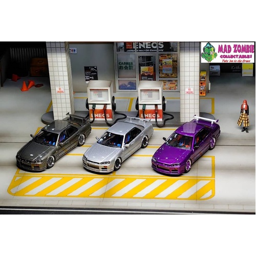 Mortal 1/64 Scale - Skyline ER34 25GT-Turbo BBS Rims Grey/Purple/Silver - PRE-ORDER