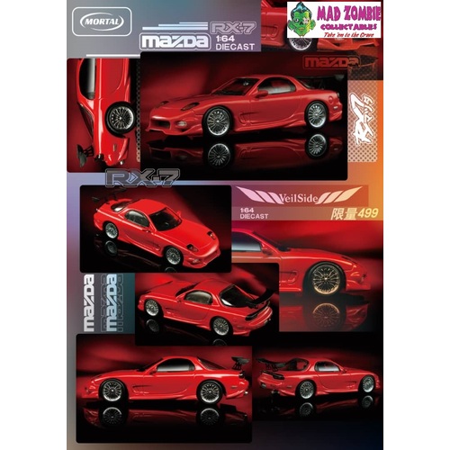 Mortal 1/64 Scale - Mazda RX7 FD3S Veilside Kit with GT Wing Red - PRE-ORDER