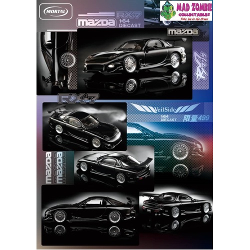 Mortal 1/64 Scale - Mazda RX7 FD3S Veilside Kit with GT Wing Light Black - PRE-ORDER