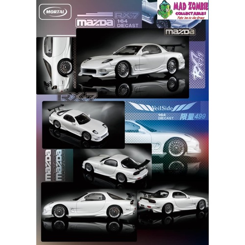 Mortal 1/64 Scale - Mazda RX7 FD3S Veilside Kit with GT Wing Pearl White - PRE-ORDER