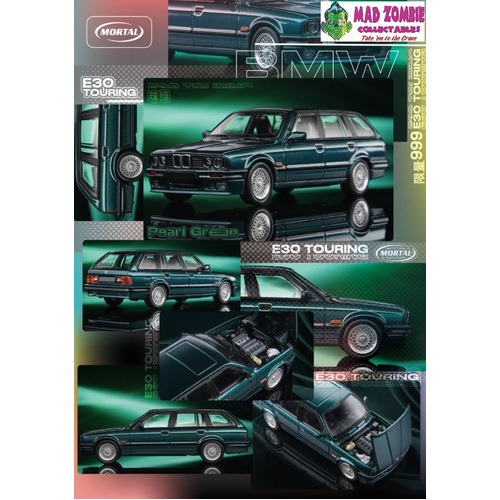 Mortal 1/64 Scale - 3 Series Mk1 E30 Wagon Open-Engin Hood, Visible Engine Pearl Green Color - PRE-ORDER