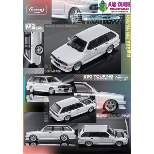 Mortal 1/64 Scale - 3 Series Mk1 E30 Wagon Open-Engin Hood, Visible Engine Pearl White Color - PRE-ORDER