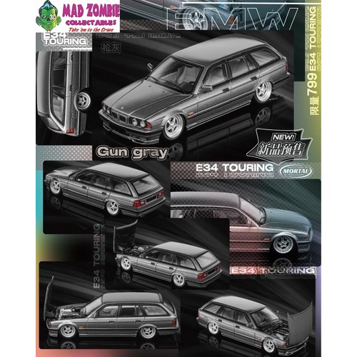 Mortal 1/64 Scale - BMW E34 Touring Low Lying Gun Grey - PRE-ORDER