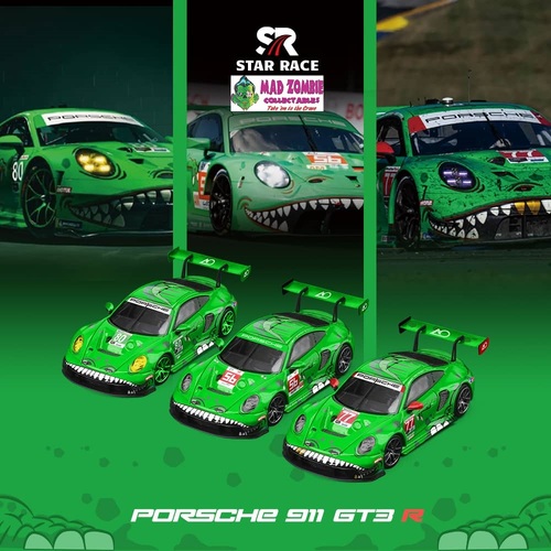 Star Race 1/64 Scale - 992 GT3 R (Race Version) Tyrannosaurus Livery Three Cars Set - #56 + #77 + #80  (PRE-ORDER)