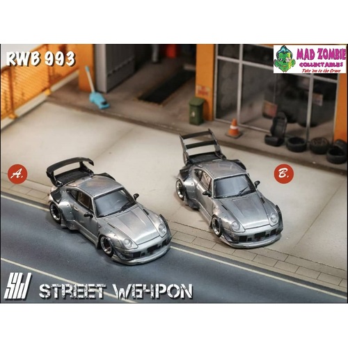 Street Weapon 1/64 Scale - RWB993, Rauh-Welt Modified. Raw Color GT Wing or High Wing -  PRE-ORDER