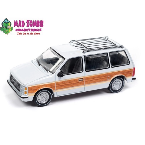 Auto World 1/64 Premium 2024 Release 2A - 1985 Dodge Caravan DW2 White w/Woodgrain Sides & Rear