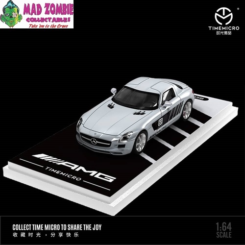 Time Micro 1/64 Scale - SLS AMG Silver Black IWC Racing  (PRE-ORDER)