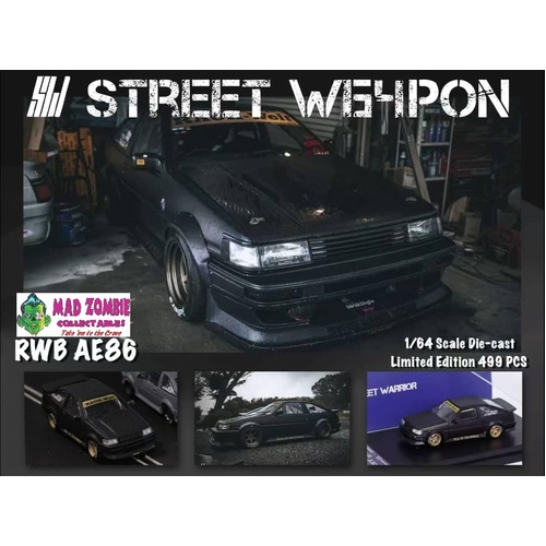 Street Weapon 1/64 Scale - RWB Levin AE86 Black -  PRE-ORDER