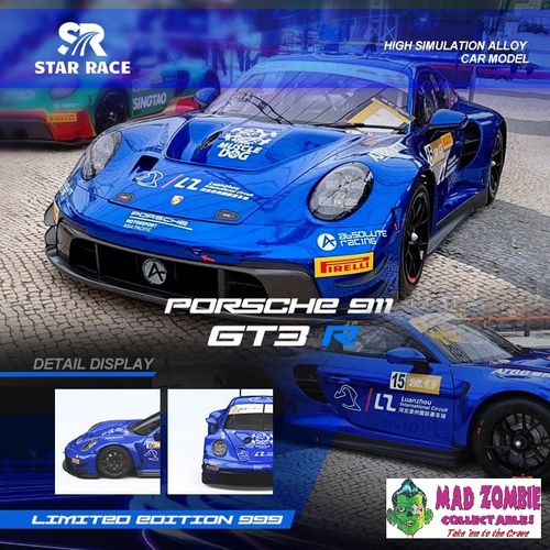 Star Race 1/64  - 992 GT3 R (Race Version) Blue #15 (PRE-ORDER)