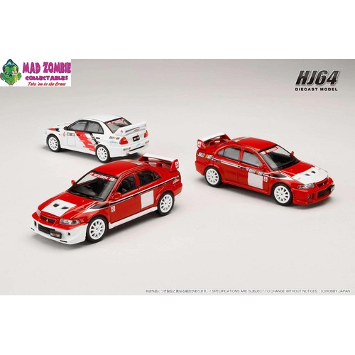 Hobby Japan - Mitsubishi LANCER RS EVOLUTION 6 (CP9A)  2000 RALLIART (WHITE/RED/WHITE RED) - PRE-ORDER
