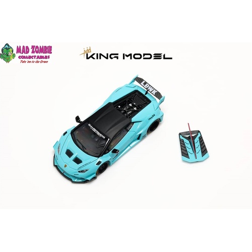 King Model - Huracan LP610-4 LB Wide Body Modified Magnet Hood, Visible Engine Metallic Tiffany Blue  (PRE-ORDER)