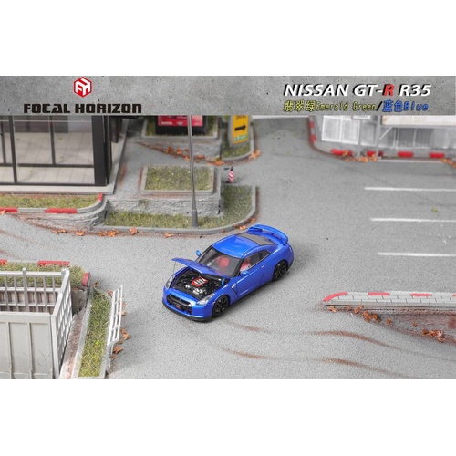 Focal Horizon 1/64  - GT-R R35丨Open-Hood, Visible Engine Blue