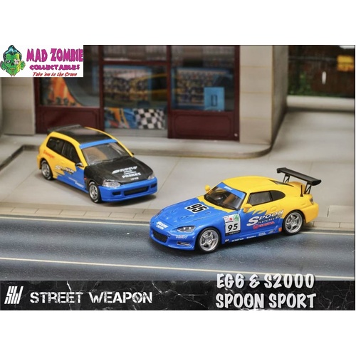 Street Weapon 1/64 Scale - Civic EG6 Spoon Livery with Carbon-Hood or S2000 Spoon Livery -  PRE-ORDER