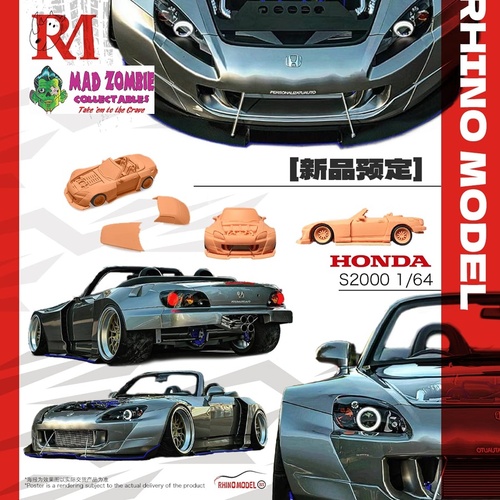 Rhino Model 1/64 Scale - S2000 AP2 Concept Widebody Open-Engin Hood, Visible Engine (PRE-ORDER)