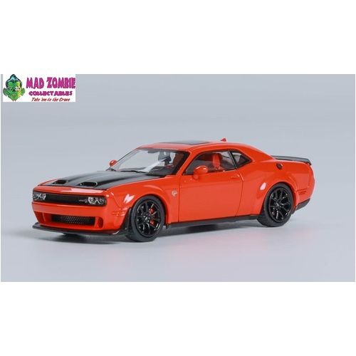 Stance Hunter 1/64 Scale - Dodge SRT Hellcat Open-Hood, Visible Engine Orange Carbon-Hood  - (PRE-ORDER)