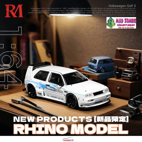 Rhino Model 1/64 Scale - Golf Mk3, Concept Customized Version. FNF White Livery (PRE-ORDER)