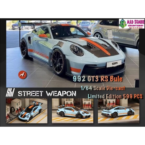 Street Weapon 1/64 Scale - 992 GT3 RS Gulf Blue - Black Rims - PRE-ORDER
