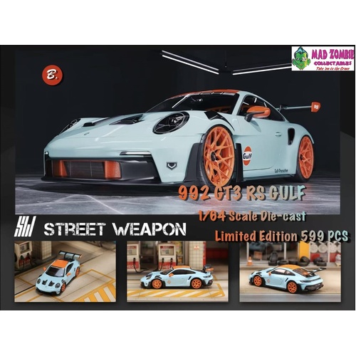 Street Weapon 1/64 Scale - 992 GT3 RS Gulf Blue - Orange Rims -  PRE-ORDER