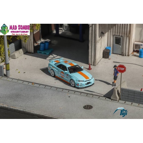 Fuji 1/64 Scale - Skyline GT-R R34 Z-Tune Blue Gulf Livery (PRE-ORDER)